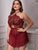 Plus Contrast Lace Mesh Dress With Thong