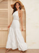 Halterneck Backless Lace Inset Flounce Dress