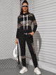 Contrast Leopard Print High Neck Sweatshirt & Sweatpants