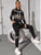 Contrast Leopard Print High Neck Sweatshirt & Sweatpants