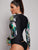 Tropical Long Sleeve Top With High Cut Tankini