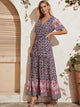 V-Neck Tie Waist Floral Print Dress