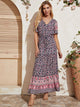 V-Neck Tie Waist Floral Print Dress