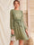 Chiffon All Over Print Ruffle Trim Belted Dress