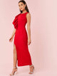 Exaggerate Ruffle Trim High Split Sleeveless Dress