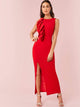 Exaggerate Ruffle Trim High Split Sleeveless Dress