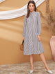 Vertical Stripe Frill Trim Shirt Dress