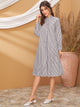Vertical Stripe Frill Trim Shirt Dress