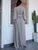 Joyfunear Plunge Neck Contrast Sequin Wrap Maxi Dress