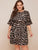 Plus Leopard Print Flounce Sleeve Dress