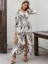 Button Front Shirred Waist Floral Dress