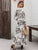 Button Front Shirred Waist Floral Dress