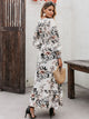 Button Front Shirred Waist Floral Dress