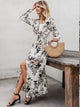 Button Front Shirred Waist Floral Dress
