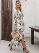 Button Front Shirred Waist Floral Dress