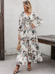 Button Front Shirred Waist Floral Dress