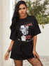 Figure and Animal Print Tee Dress Without Chain Belt