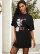 Figure and Animal Print Tee Dress Without Chain Belt