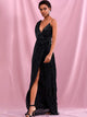 Draped Wrap Sequin Cami Maxi Dress