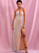 High Split Glitter Mesh Overlay Tube Dress