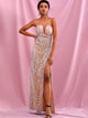 High Split Glitter Mesh Overlay Tube Dress