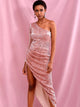One Shoulder Ruched Detail Asymmetrical Dress