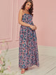 Tie Backless Floral Print Chiffon Slip Dress