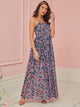 Tie Backless Floral Print Chiffon Slip Dress