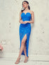 Sweetheart Neck Wrap Front Lace Overlay Bardot Dress