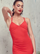 Crisscross Backless Split Thigh Slip Bustier Dress