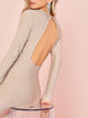 Open Back Split Hem Glitter Prom Dress