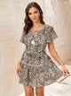 Leopard Print Butterfly Sleeve Belted Dress