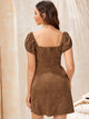Sweetheart Neck Corduroy Fitted Dress Without Belt