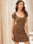 Sweetheart Neck Corduroy Fitted Dress Without Belt
