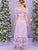 Puff Sleeve Ruffle Trim Embroidered Mesh Overlay Dress