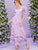 Puff Sleeve Ruffle Trim Embroidered Mesh Overlay Dress