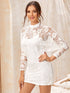 Mock Neck Lace Dress With Cami Inner