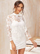 Mock Neck Lace Dress With Cami Inner