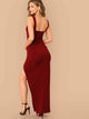 Thick Strap Split Thigh Dress Without Belt