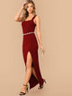 Thick Strap Split Thigh Dress Without Belt