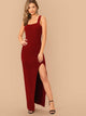 Thick Strap Split Thigh Dress Without Belt