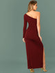 One Shoulder Split Thigh Dress