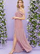 Guipure Lace Overlay Bodice High Split Hem Dress