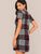 Short Sleeve Curved Hem Plaid Dress