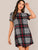 Short Sleeve Curved Hem Plaid Dress